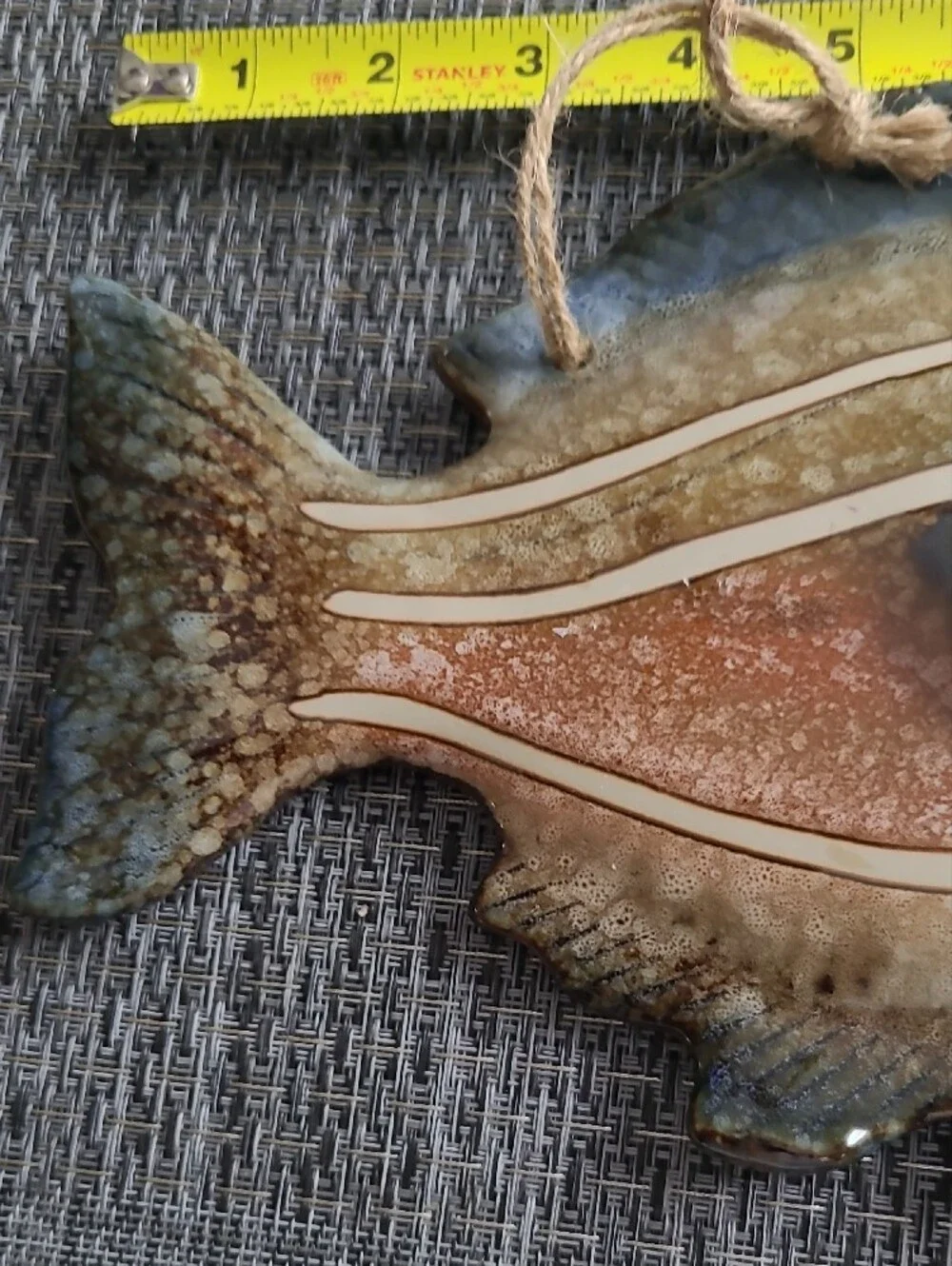 Handcrafted Ceramic Fish Wall Hanging - Brown Blue